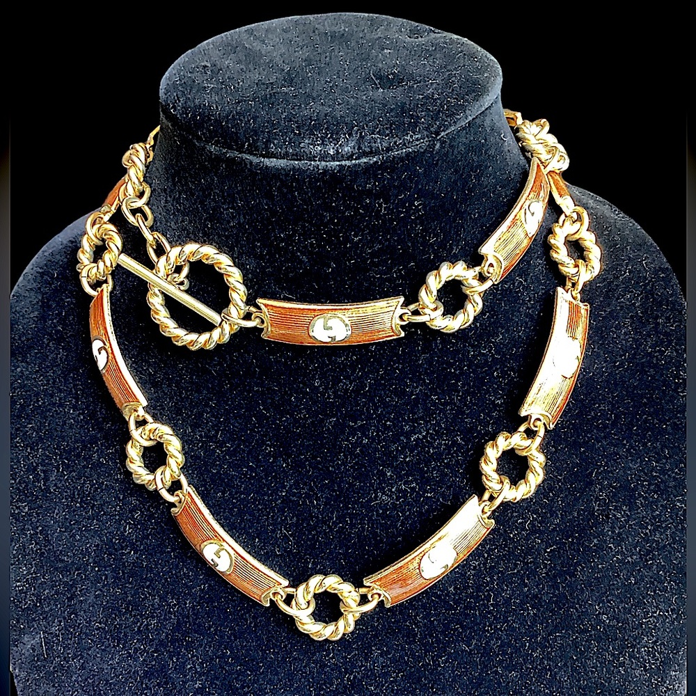 Vintage 1970’s Gucci Enamel & Gold Belt/ Necklace